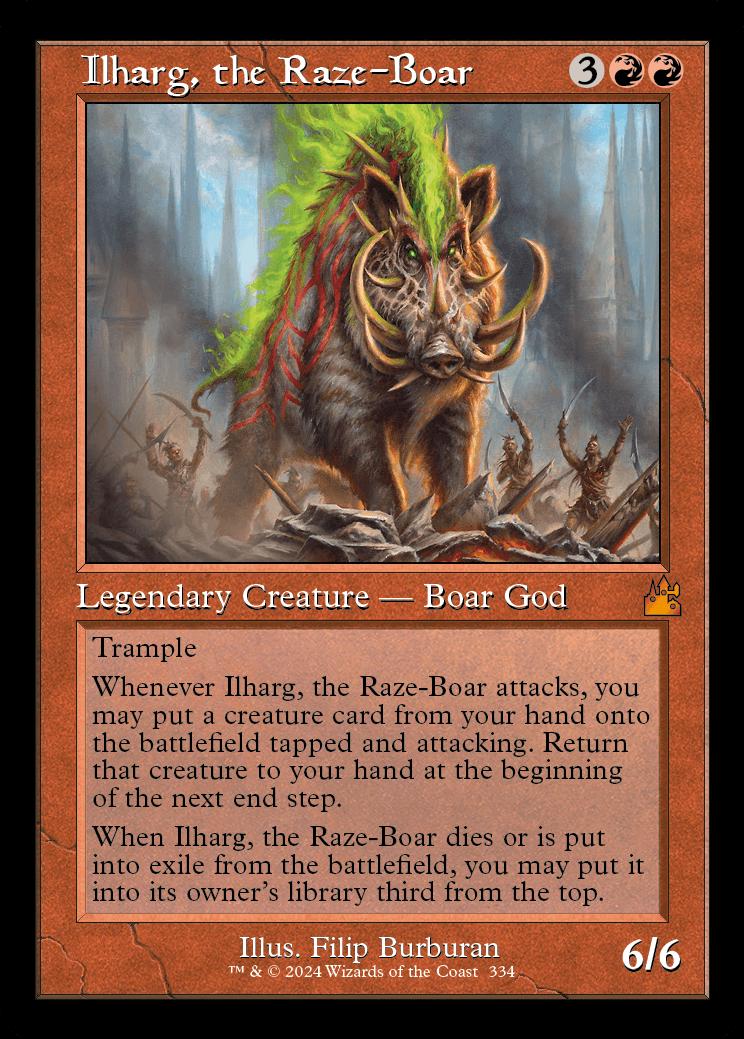 Ravnica Remastered Variants: Ilharg, the Raze-Boar (0334 - Retro Frame)